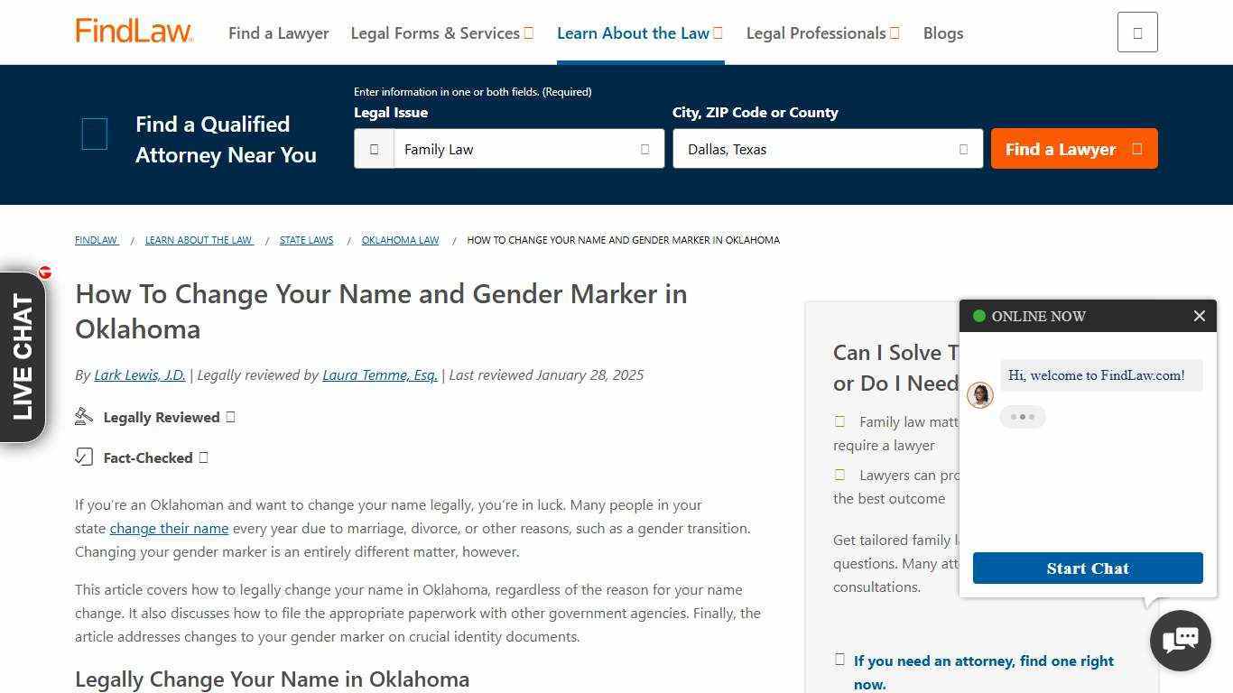 How To Change Your Name and Gender Marker in Oklahoma - FindLaw