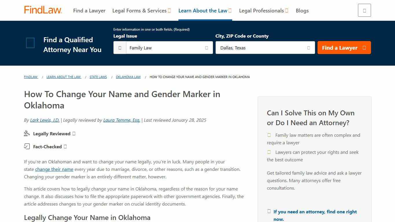 How To Change Your Name and Gender Marker in Oklahoma - FindLaw